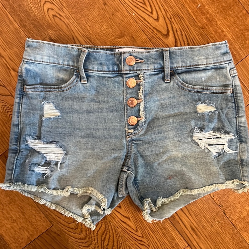 Abercrombie Kids Buttonfly Distressed Jean Shorts